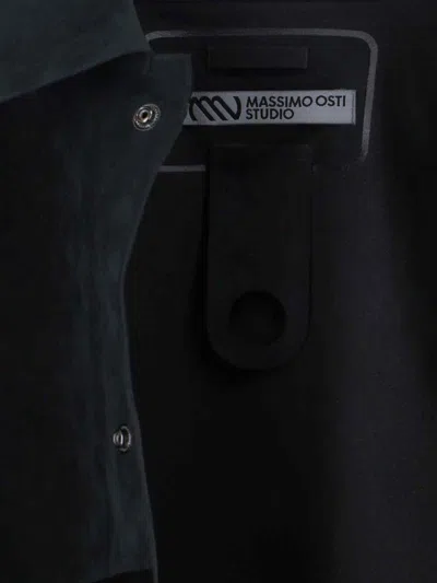 Massimo Osti Studio Classic Black Shirt With Structured Collar And Button-down Front In Black