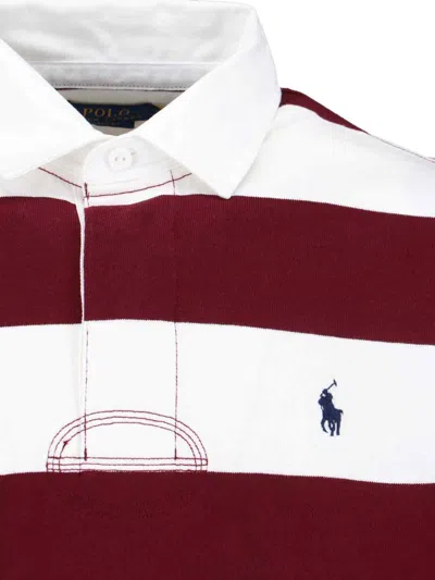 Polo Ralph Lauren Classic Fit Burgundy/cream Striped Polo Shirt In Red