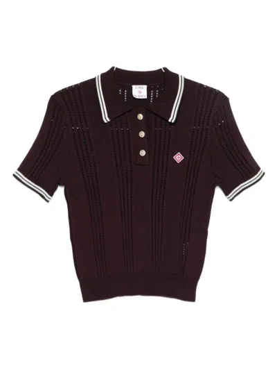 Casablanca Cotton Knit Polo Shirt In Brown
