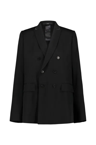 Sapio Double Breasted Blazer Jacket In Black
