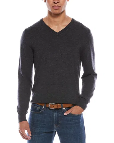 Mette Merino Wool V-neck Sweater In Gray