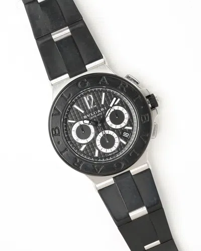 Bvlgari Diagono Chronograph 42mm Ref Dg42sv Watch In Black