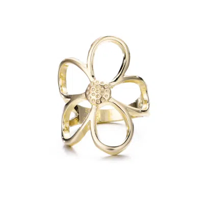 Adornia Gold Plated Flower Outline Ring In Gold
