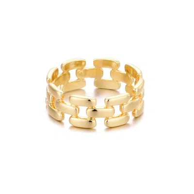 Adornia 14k Gold Plated Grid Pattern Band In Gold