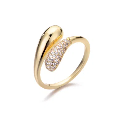 Adornia 14k Gold Plated Cz Curved Bands Ring In Gold