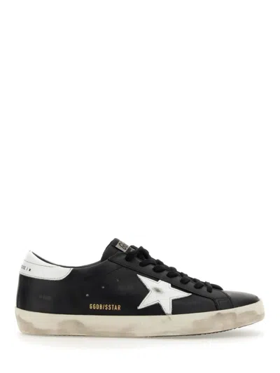 Golden Goose Black Leather Sneakers With Signature Star Emblem In Black