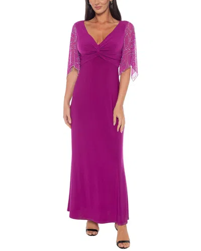 Marina 299243 Formal Long Beaded Plus Size Dress In Purple