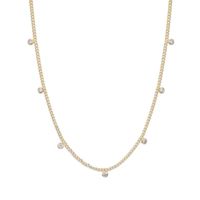 Adornia 14k Gold Cz Plated Droplet Curb Chain Necklace In Gold