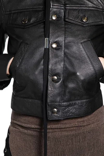 Ann Demeulemeester Ilmi Satin Structured Leather Jacket In Black
