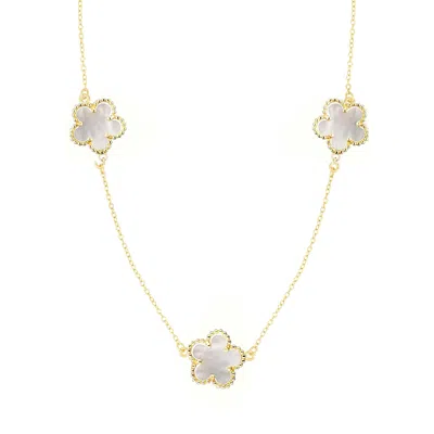 Adornia Mother-of-pearl Clover Station Chain Long Necklace In Gold