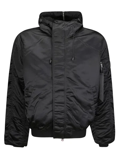 Alpha Industries Drawstring Hooded N-2b Bomber Jacket With Magnetic Closure In Black