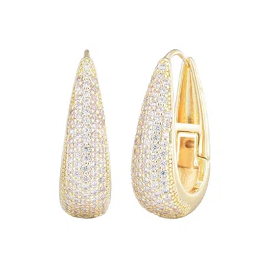 Adornia 14k Gold Plated Cz Secure Hinge Hoop In Gold