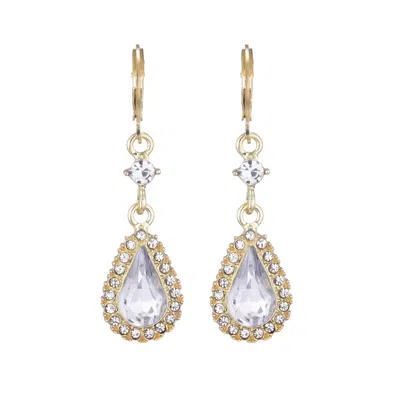 Adornia Gold Plated Pear Crystal Halo Drop Earrings In Gold
