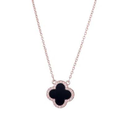 Adornia Cubic Zirconia Clover Pendant Necklace In Black