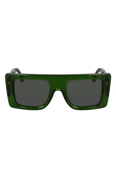 Victoria Beckham Vb Monogram 51mm Rectangular Sunglasses In Green