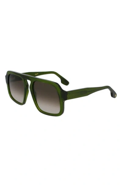 Victoria Beckham Chain Core Wire 53mm Gradient Modified Rectangular Sunglasses In Green