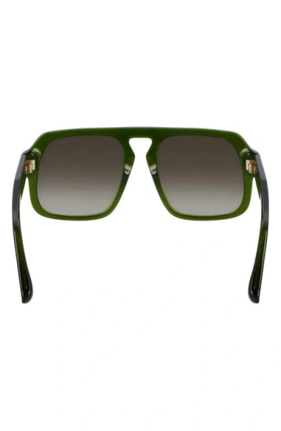 Victoria Beckham Chain Core Wire 53mm Gradient Modified Rectangular Sunglasses In Green