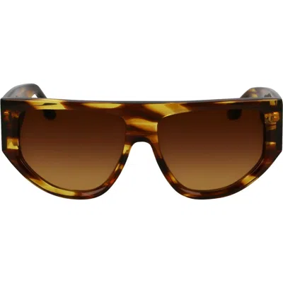Victoria Beckham B-buckle 55mm Modified Rectangular Sunglasses In Brown