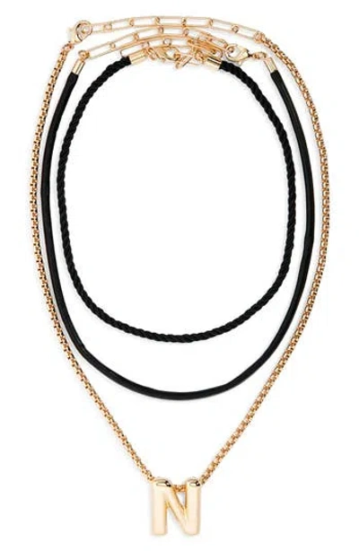 Open Edit Set Of 3 Interchangeable Initial Pendant Necklaces In Gold