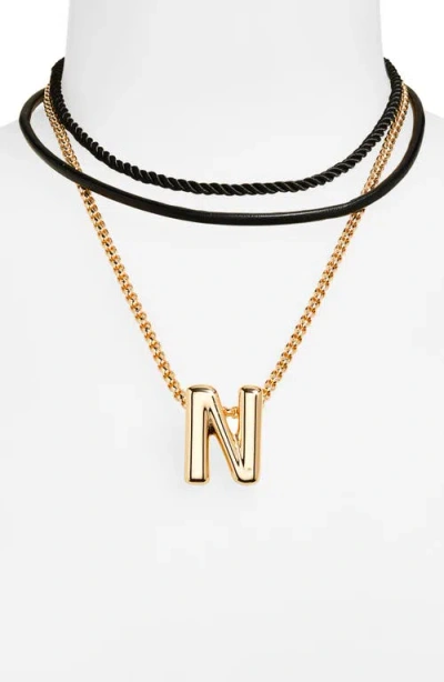 Open Edit Set Of 3 Interchangeable Initial Pendant Necklaces In Gold