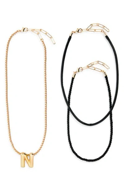 Open Edit Set Of 3 Interchangeable Initial Pendant Necklaces In Gold