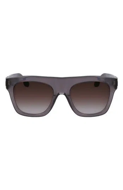 Victoria Beckham Chain Pouch 52mm Modified Rectangular Sunglasses In Gray