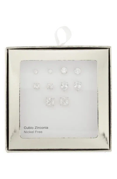 Nordstrom Rack Set Of 5 Cubic Zirconia Stud Earrings In Metallic
