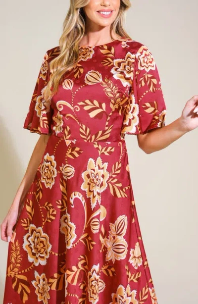 Flying Tomato Print Midi Dress In Red