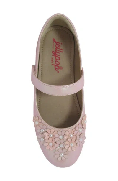 Jellypop Kids' Hanley Floral Appliqué Mary Jane Flat In Pink