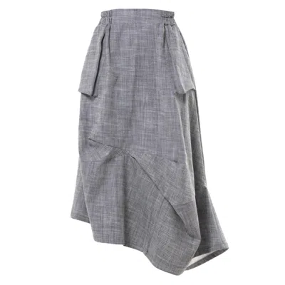 Metamorphoza Women's Grey Denim Skirt With Draped Details In Gray In Gray