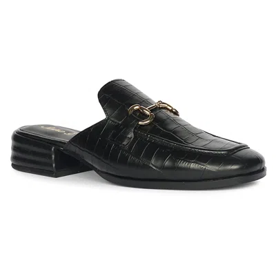 Saint G Savannah Croc Embossed Mule In Black