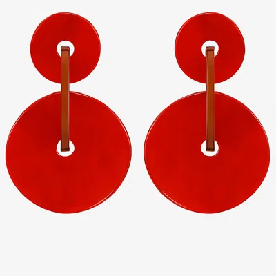 Michael Nash Jewelry Women's Greta Double Disc Orange Resin Drop Earrings In Red