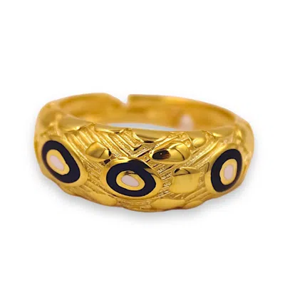1610istanbul Women's Marine Enamel Gold Ring In Gold