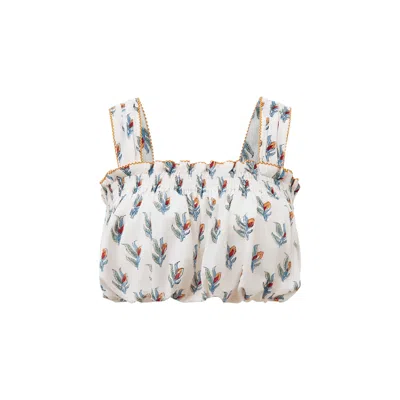 Pecanpepperpelican Women's White Lemongrass Sleeveless Top In Multi