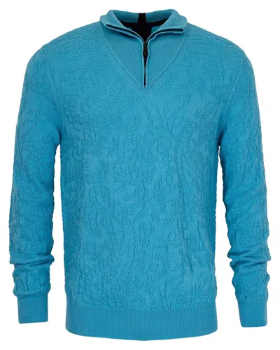 Lords Of Harlech Men's Blue Quinn Quarter-zip Merino Sweater - Teal In Blue