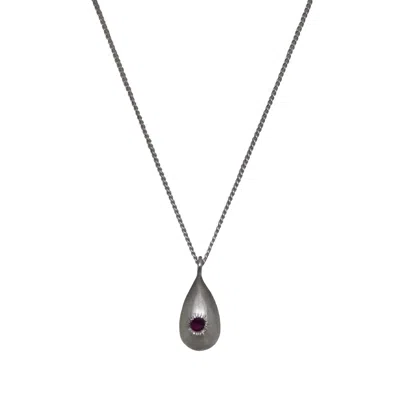 Punchi Women's Red Ruby Droplet Necklace In Gray