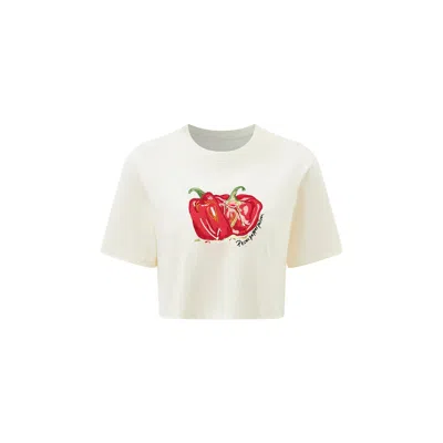 Pecanpepperpelican Women's White Bell Pepper Crop Top In White