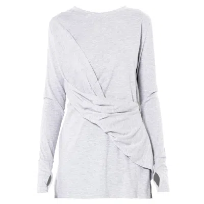 Metamorphoza Women's Grey / Black Cotton Slim Fit Top With Thumbhole Sleeves In Gray In Gray