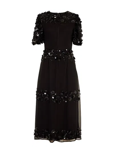 Rose & Nancy Women's Morena Black Hand Embellished Midi Dress In Black