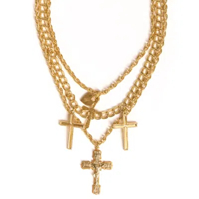 Caramel Vintage Jewellery Women's Gold Pray Crosses Charm Necklace In Gold