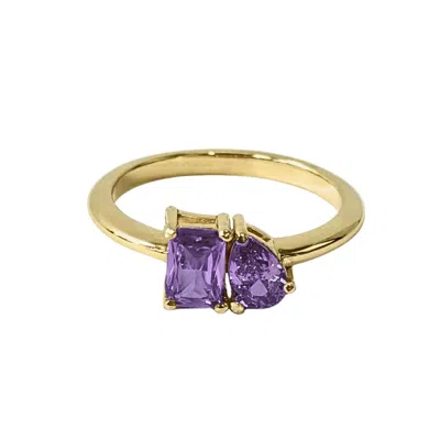 Belinda Jewelz Women's Purple Toi Et Moi Amethyst Birthstone Ring In Gold