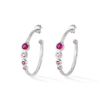 Dower & Hall Women's Pink Array Hoop Earrings In Sterling Silver In Metallic