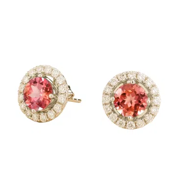 Juvetti Women's Orange / White Floret White Gold Earrings Set With Padparadscha Sapphire & Diamond In Gold