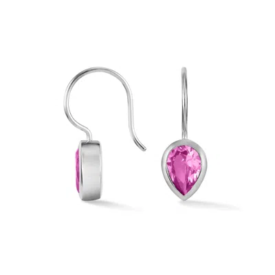 Dower & Hall Women's Silver / Pink Pear Pink Quartz Earrings In Metallic