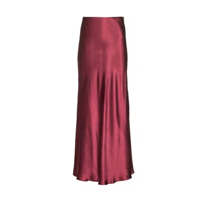 Marche' Du Luxe Women's Red Pure Silk Full Length Maxi Bias Skirt Burgundy In Red