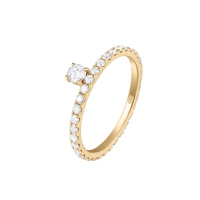 Dyamka Women's Paved Solitaire Ring Yellow Gold In Gold