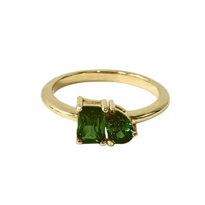 Belinda Jewelz Women's Green Toi Et Moi Emerald Birthstone Ring In Gold