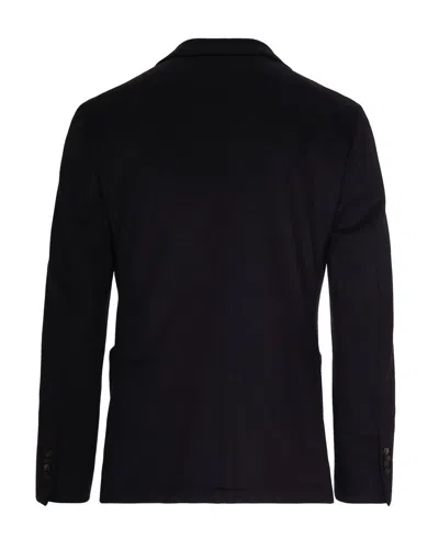 Suithomme Double-breasted Black Wool-blend Jacket With Notch Lapel In Gray