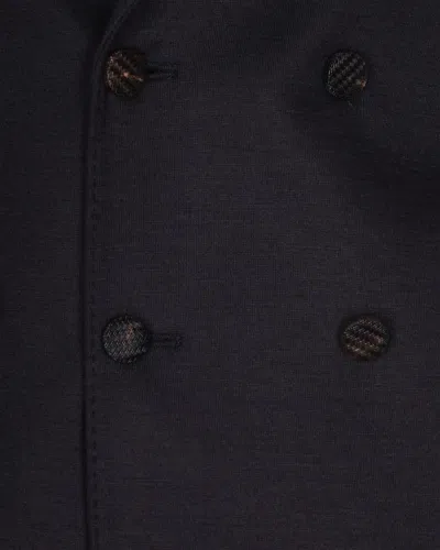 Suithomme Double-breasted Black Wool-blend Jacket With Notch Lapel In Gray