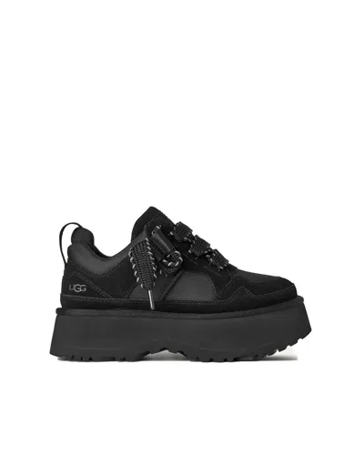 Ugg Chunky Platform Sneakers With Suede And Recycled Materials In Black